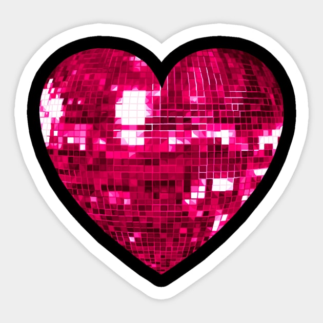 Pink Disco Ball Heart Sticker by Art by Deborah Camp